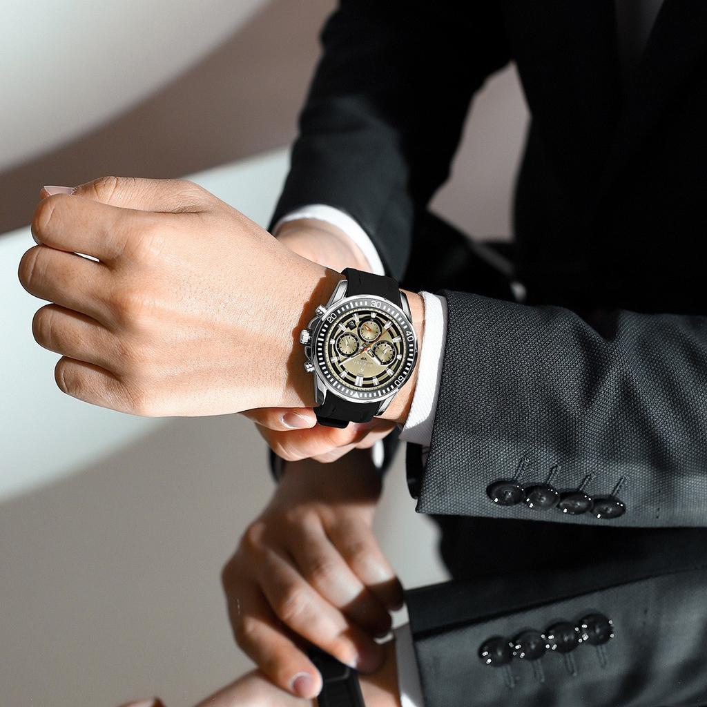 Herrenuhren Blau Wasserdicht Chronograph Sportuhr Quarz für Herren Armbanduhr Militärische Herren Analoguhr