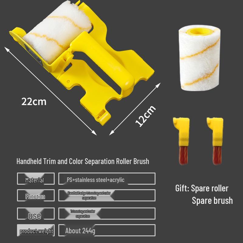 Interior Wall Corner Trim Roller Brush with Soft Bristles for Latex Paint Application