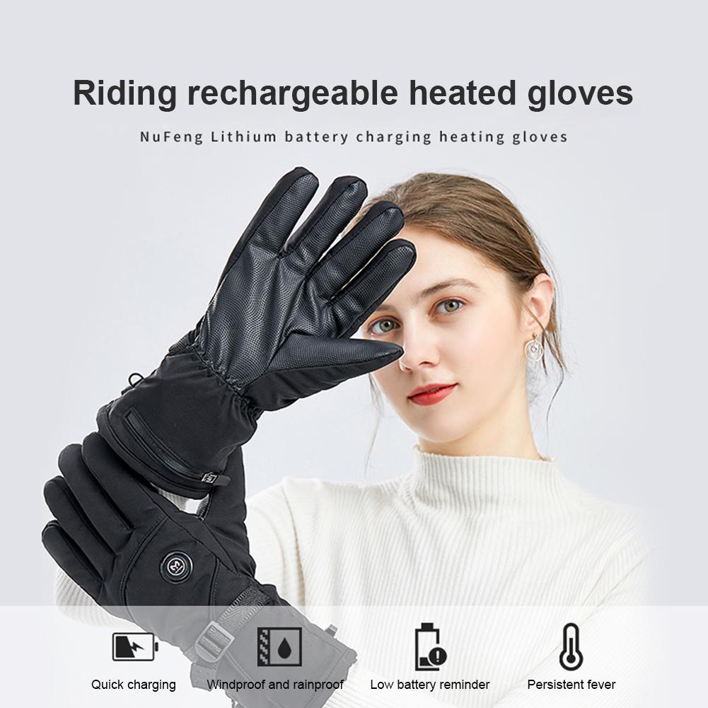Ski Varm Motorsykkel Oppvarmede Hansker Berøringsskjerm Oppvarming Termiske Hansker 3 Gir Termisk Vindtett Sykkelhansker for Sykling Ski