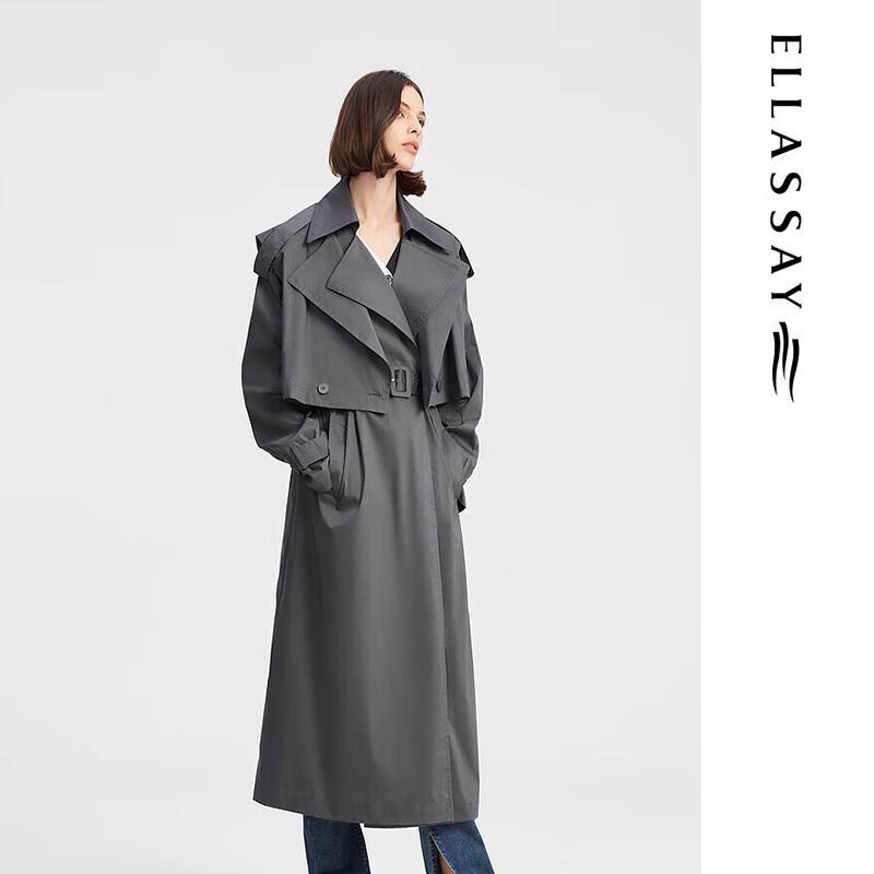 ELLASSAY Women's Lightweight Cotton Blend Long Trench Coat