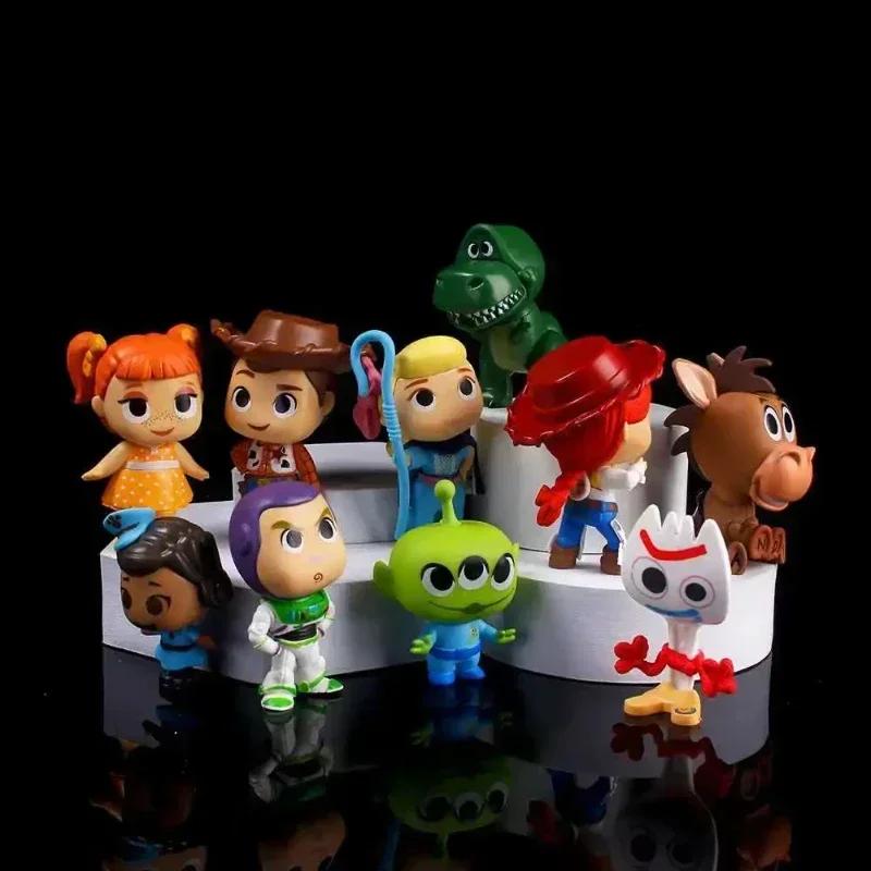 10pcs/lot Cartoon Movie Decoration Accessories - Woody Buzz Lightyear Alien Action Doll Models Cute Home Ornament Gifts.