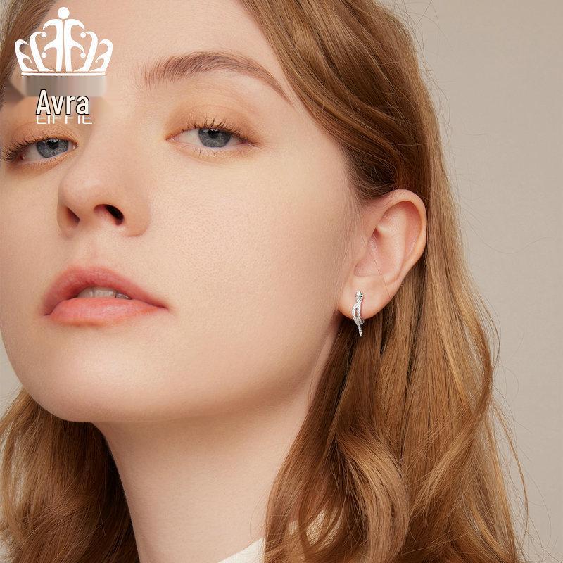 Sterling Silver S925 Snake Earrings with Platinum-Plated Zircon (Model: BSE669)