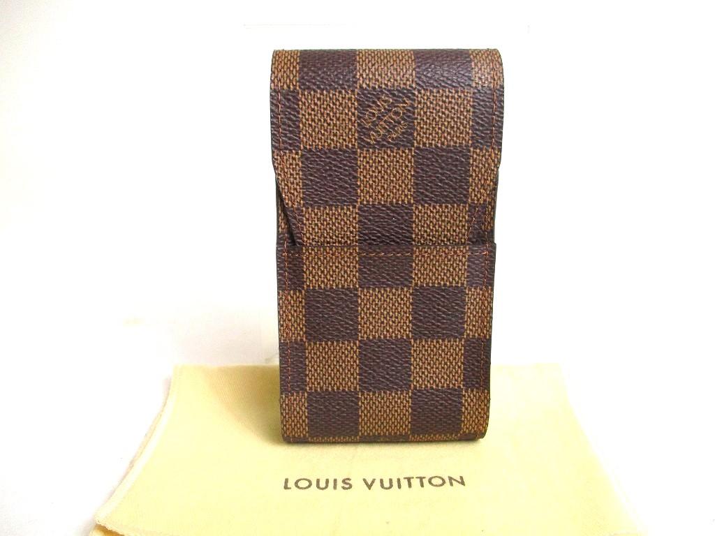 Authentic LOUIS VUITTON Damier Brown Leather Cigarette Case Tabacco Case #a453 Refurbished