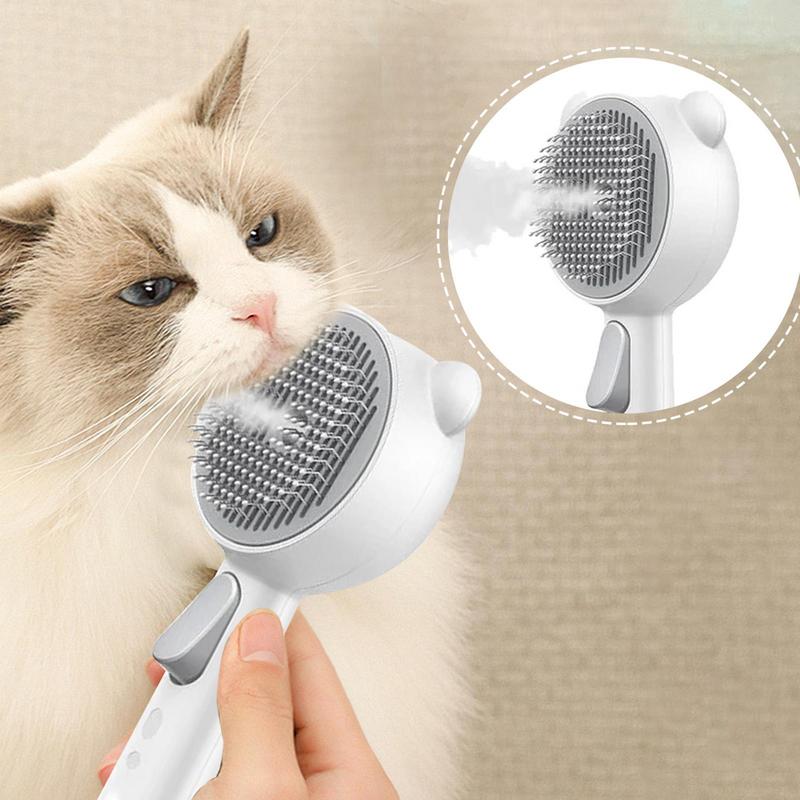 Cat Steamy Brush Grooming Comb Cat Hair Brush Built-in Spray Steamer Comfortable Pet Comb Hair Removal Tool For Removing Tangles