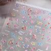 1 Sheet 3D Spring Flower Series Nail Stickers Colorful Rose Bouquet Nail Decal Self-Adhesive Daisy Ribbon Bow Manicure Sticker
