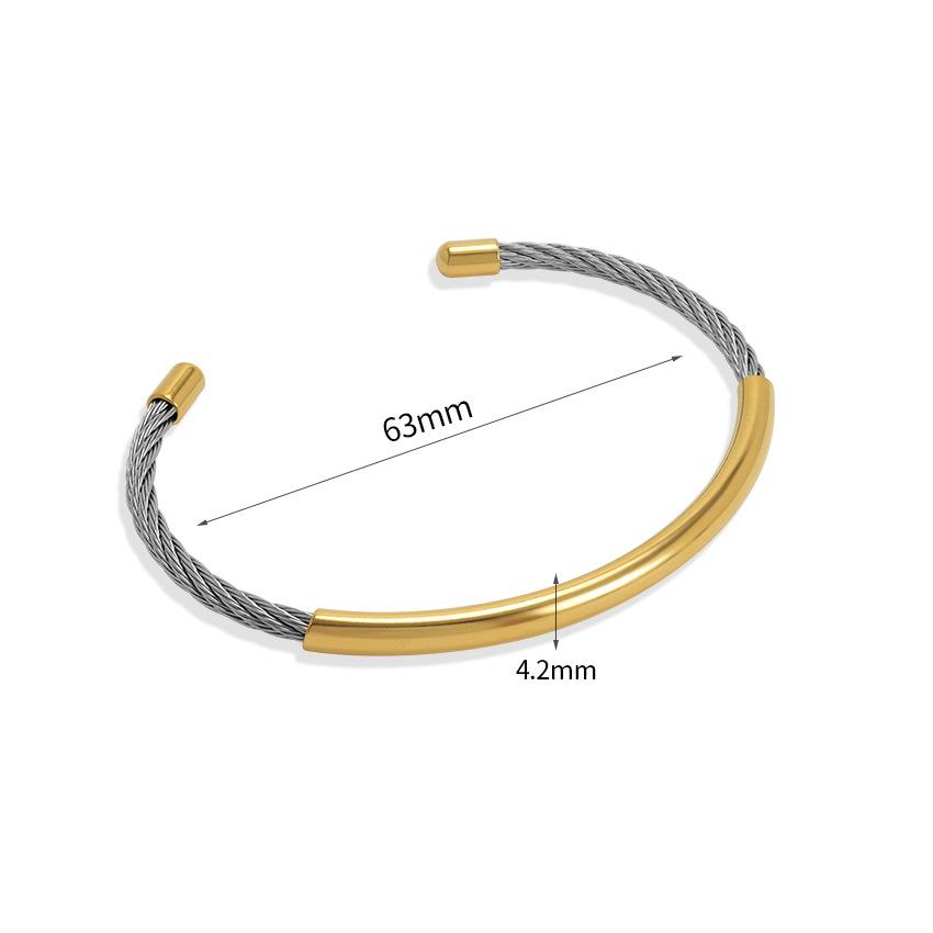 Twist Splicing Gold Glossy C-Shaped Bracelet Titanium Steel Open Bracelet