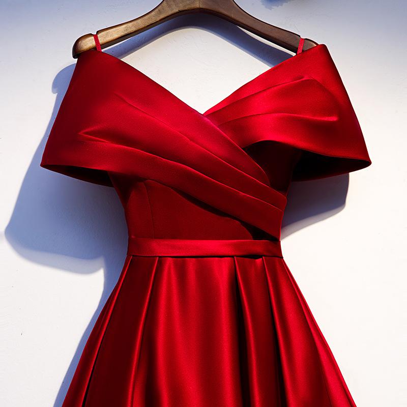Evening Dress Dark Red V-Neck Dresses Woman Party Night A-LINE Evening Gowns for Women Plus Size