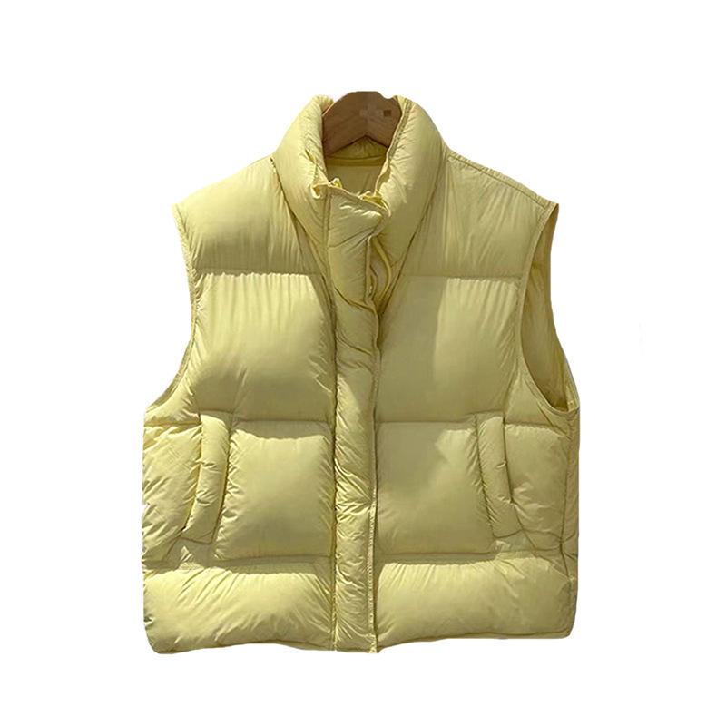 Popular White Duck Down Stand-up Collar Down Vest Women's Winter Fashion Simple Casual Vest Warm Vest Tide