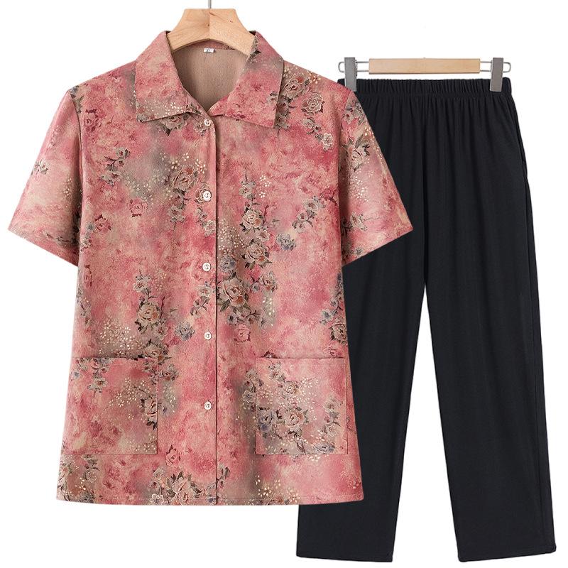 2026 New Style Summer Short-Sleeve Cardigan Tops for Middle-Aged and Elderly Women