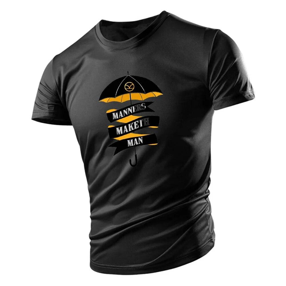 Casual Sports Style 2d Small Umbrella Print Summer Men'S Crew Neck Short Sleeve T-Shirt Loose Comfortable Breathable Quick Dry