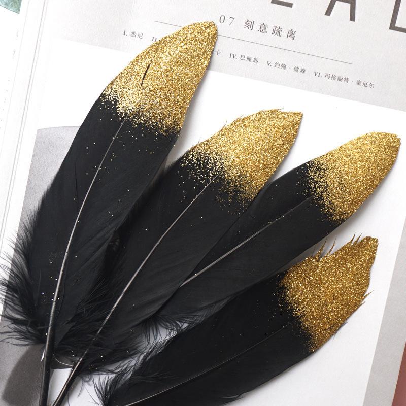Golden Feather Decoration Handicraft Shooting Props Background Spray Gold Feather Decoration Material
