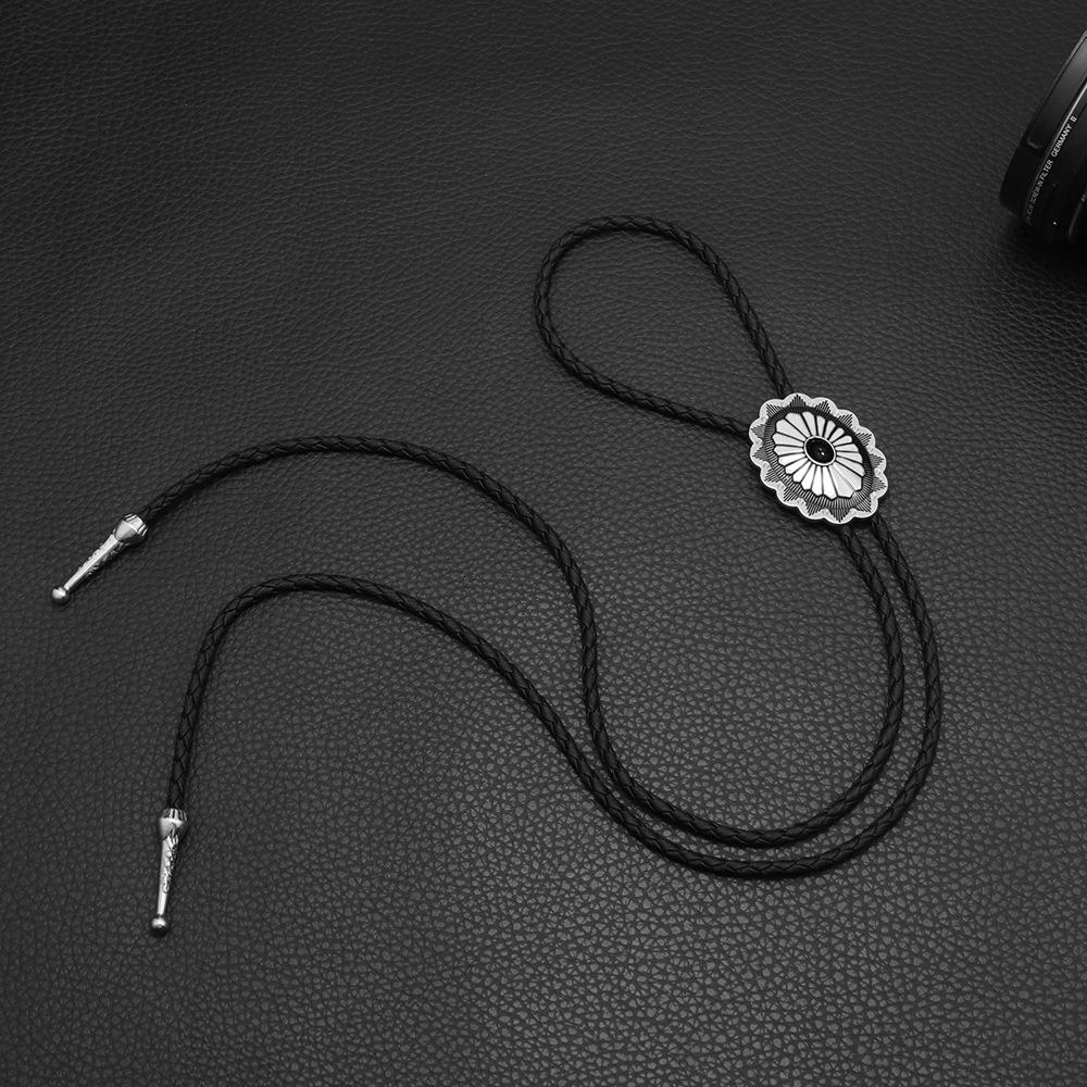 JMXD Turquoise Bolo Tie Long Necklace Celtic Pattern HipHop Street Style Fashion Accessory Statement Pendant for Men