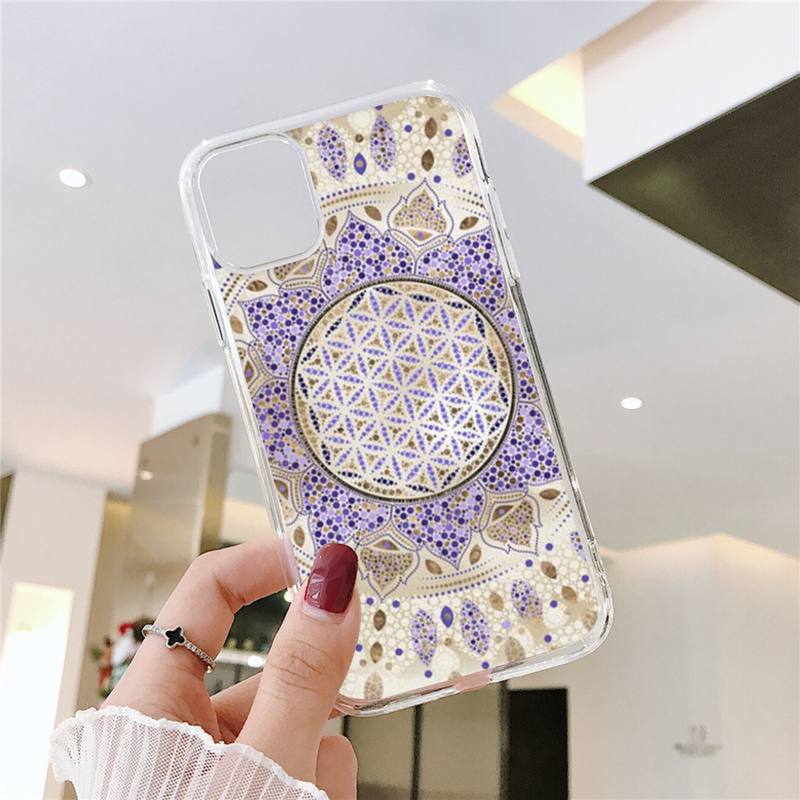 Flower of Life In Lotus Phone Case For iPhone 11 12 Mini 13 14 15 Pro XS Max X Plus SE XR Transparent Shell