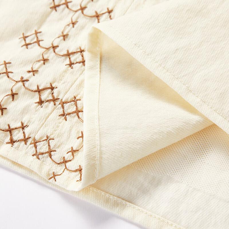 Women's Embroidered Linen Blend Puff Sleeve Top