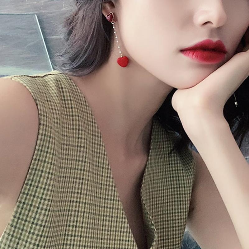 Delicate Asymetric Heart Love Modeling Pendant Ear Line for Women Long Tassel Heart Drop Earrings Fashion Party Jewelry Gifts