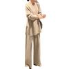 Women Solid Knitted Two-piece Casual Long Sleeve Wide Leg Pants Sweater Tracksuit Fashion Long Sleeve Winter Pullovers Home Suit