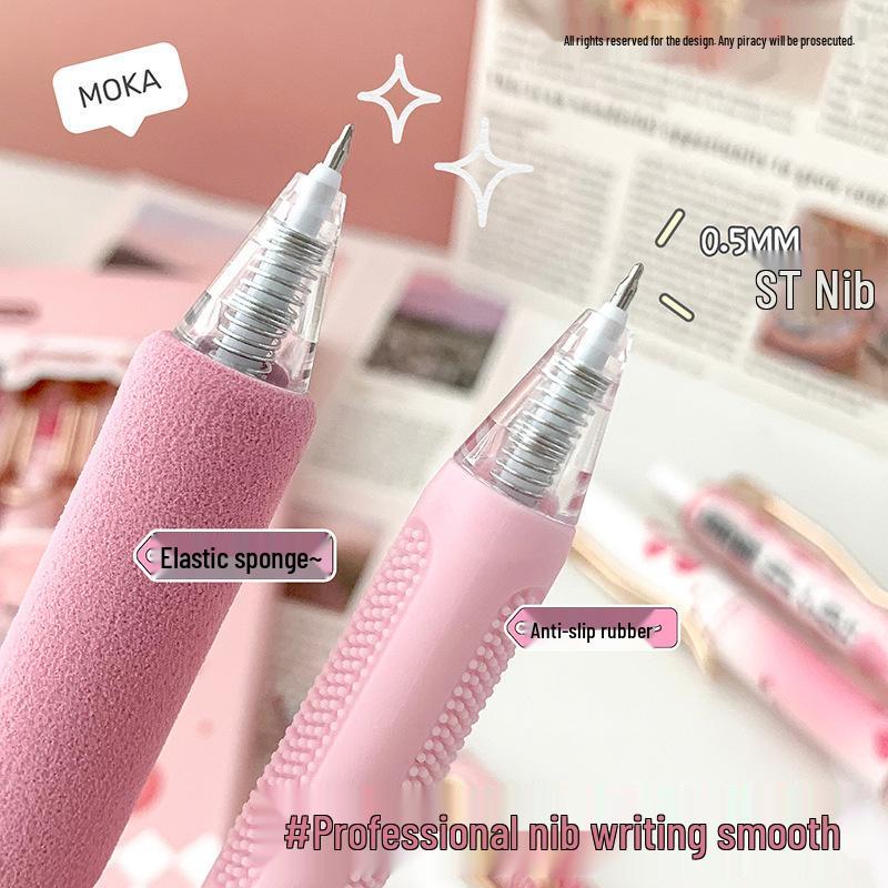 Elegant Rose ST Gel Pen Set - 6 Black High-Quality Push-Type Pens In Box