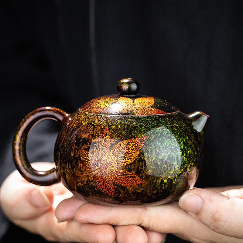 Керамический чайник Chaxun ручной работы с кленовым листом