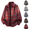 Men's Plaid Shirt Long Sleeve Casual Loose Fit Plus Size Top for Spring and Fall