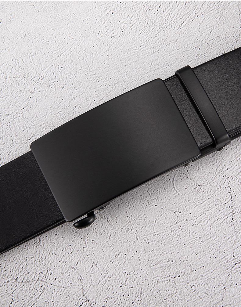 Men's Leather Automatic Buckle Belt: Holeless, Adjustable, Top Layer Cowhide for Business Casual Wear.