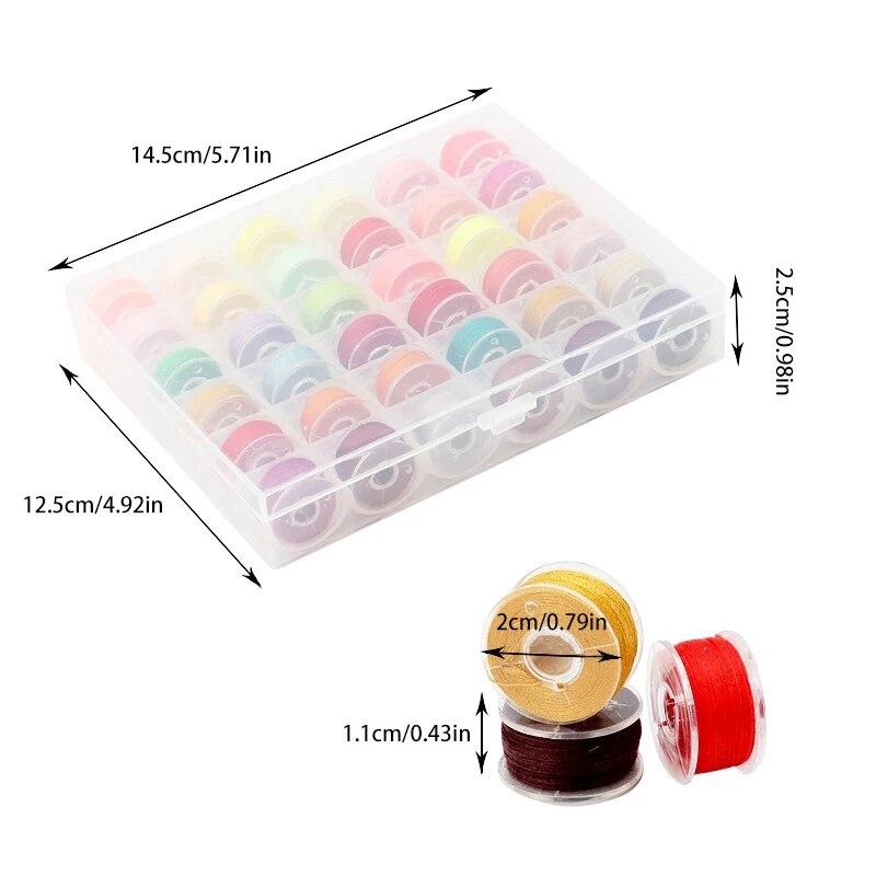 36 Colours High Quality Sewing Thread Boxed Bobbin Set, Suitable for Many Sewing Machines, with Bobbin Case, 36pc