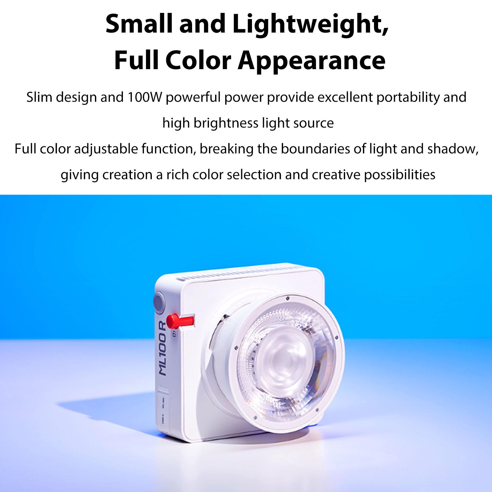 

ML100R Kit1 LED Video Light RGBW Color Photography Lamp Portable for Filming Live Streaming Outdoors US Plug