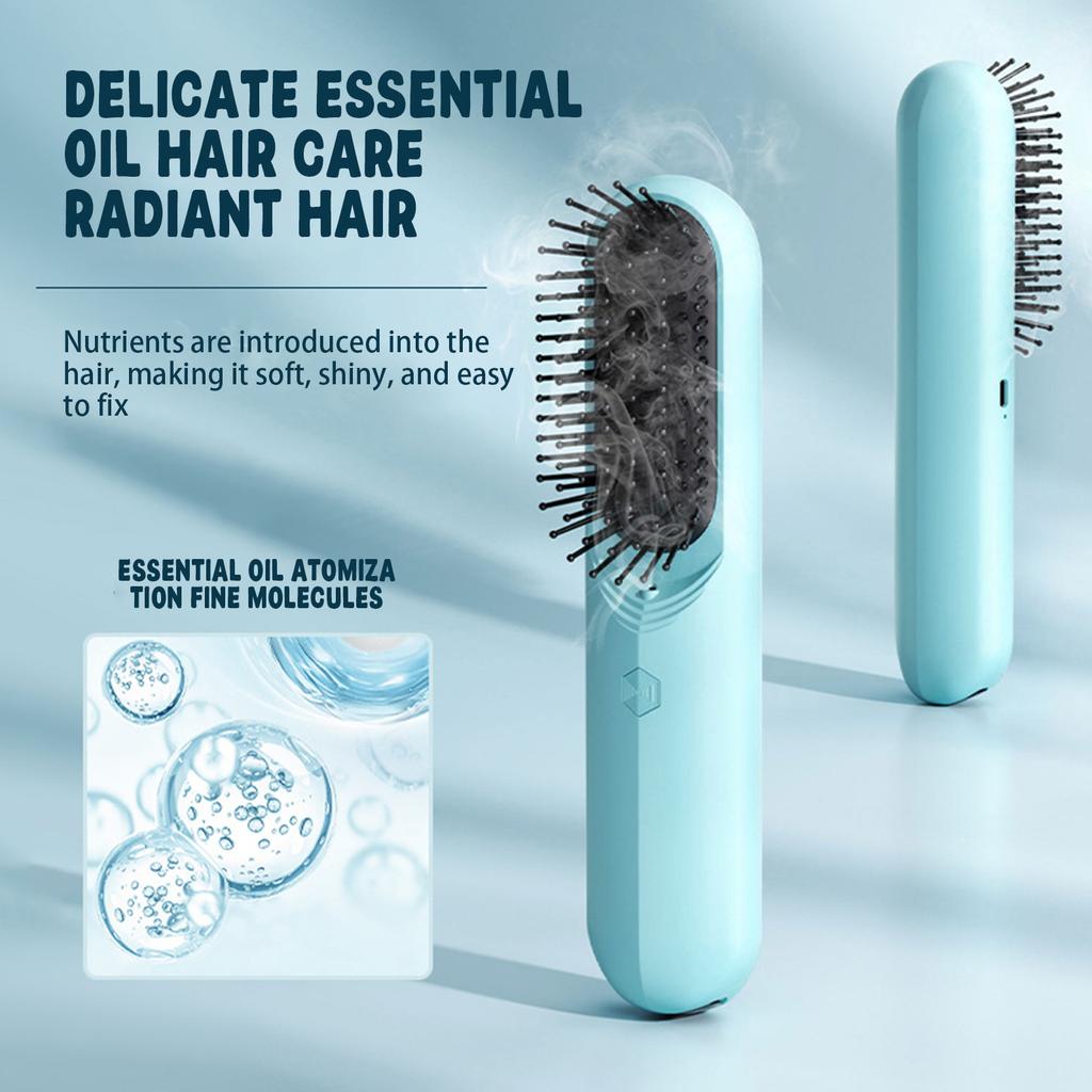 Cordless Straightening Hair Brush, Portable Cushion Brush for Smoothing and Massage