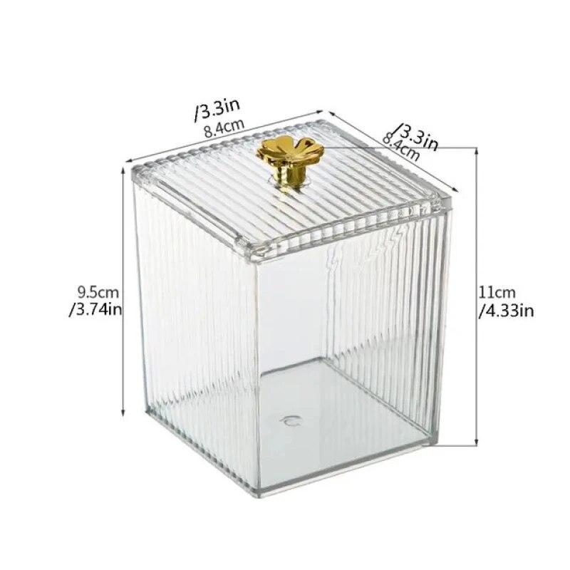 Makeup Storage Organizer Bathroom Jar Cotton Swab Storage Square Container Cosmetic Cotton Puff Storage Box