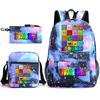 Rhythm Box Cartoon Large Capacity Starry Sky Student School Bag Sprunki Youth Backpack Three-piece Set D