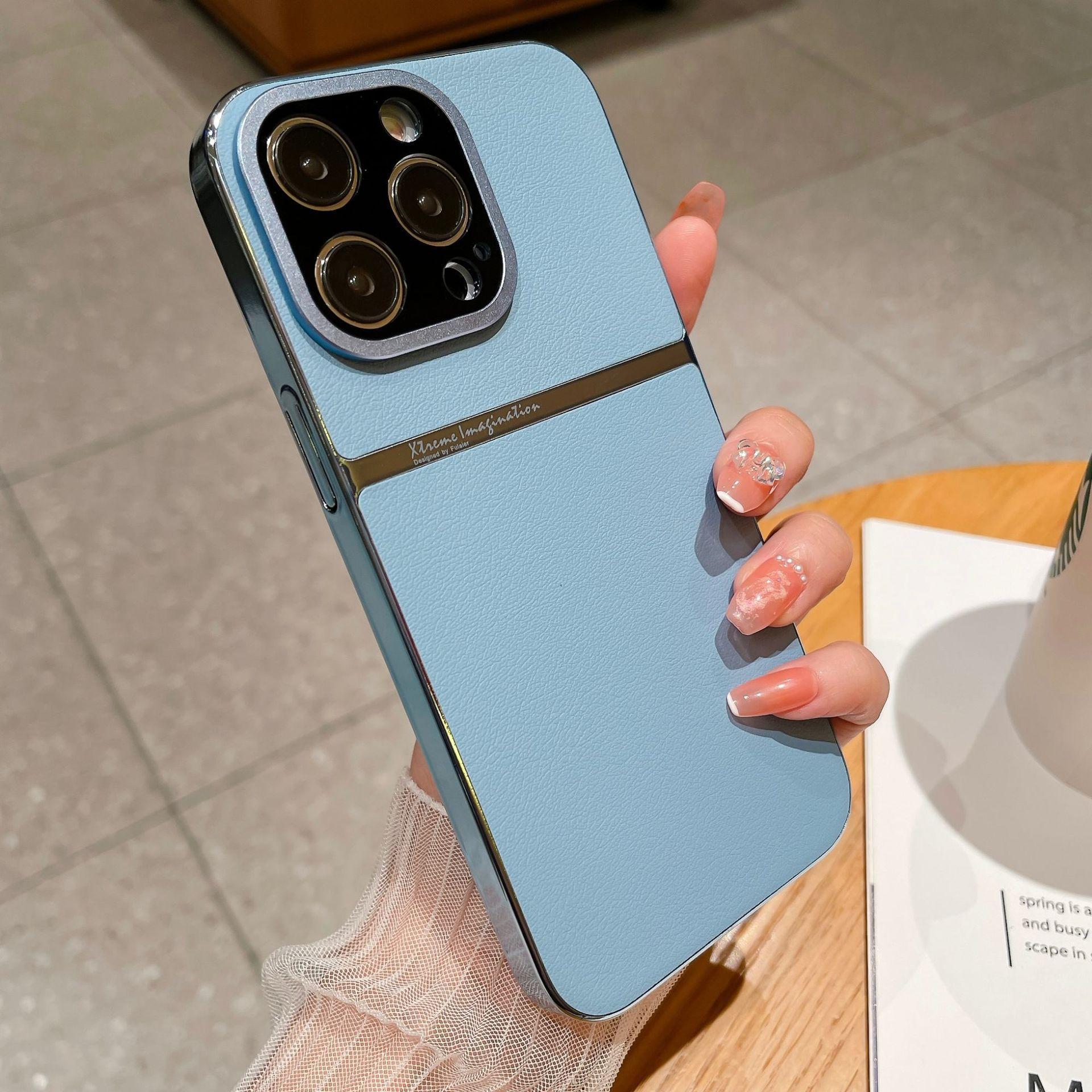 

Qihang Подходит для кожаного чехла для телефона iPhone16proMax, Apple 15 противоударный 14 гальванизированный край полный защитный чехол iPhone13promax