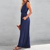 Women's Summer V-Neck Sleeveless Fashion Waist-slimming Sleeveless Jumpsuit
