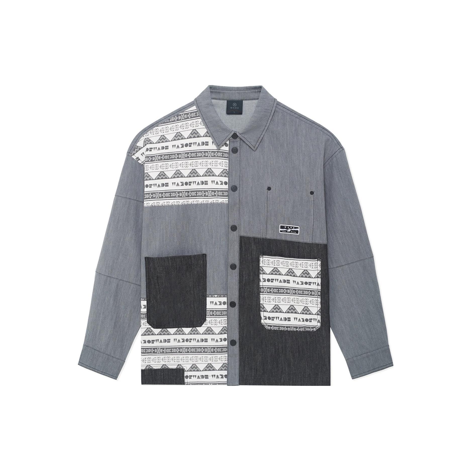 Li-Ning x Wade Series Color Block Print Shirt Grey Black Men s AFDS781-1 L