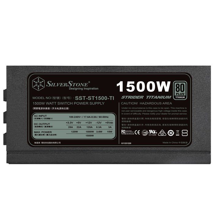 Alimentation électrique - SILVERSTONE - SST-ST1500-TI V1.1 - 80 PLUS Titanium - 1500 W - Noir