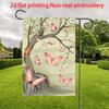 2D Flat, 1pc, 2D Flat Printing, Butterfly and Flower Tree Pattern Garden Flag, Polyester Material, Multiple Sizes, Machine Washable and Durable for Ou