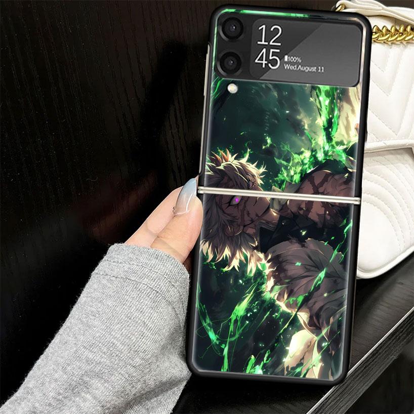 Demon Slayer Shinazugawa Sanemi Case for Samsung Galaxy Z Flip7 Flip6 Flip5 Flip4 Flip3 5G Hard Phone Shell Z Flip 7 6 5 4 3 Bla