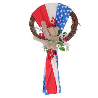 Couronne patriotique Couleurs vives et éclatantes Matériau durable Large application Couronne du 4 juillet pour fête Chambre à coucher Jardin