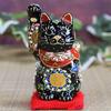 Waza no Kura Stylish Kutani Ware Right Black with Perfect for Grand Business Birthday Gift Maneki-neko (beckoning cat) Hand, Glaze, Cushion, Opening,