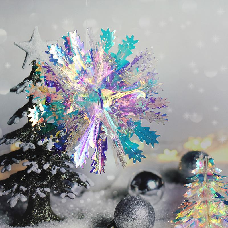 Seven-Color Gradient Flower Ball: Neon Film Snowflake Decoration for Parties & Events
