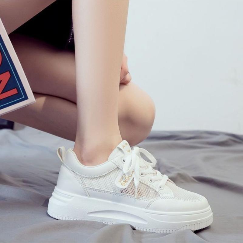 Summer Mesh Women's White Shoes Lightweight Breathable Casual Sneakers Fashion Height-increasing Platform Shoes Designer Shoes