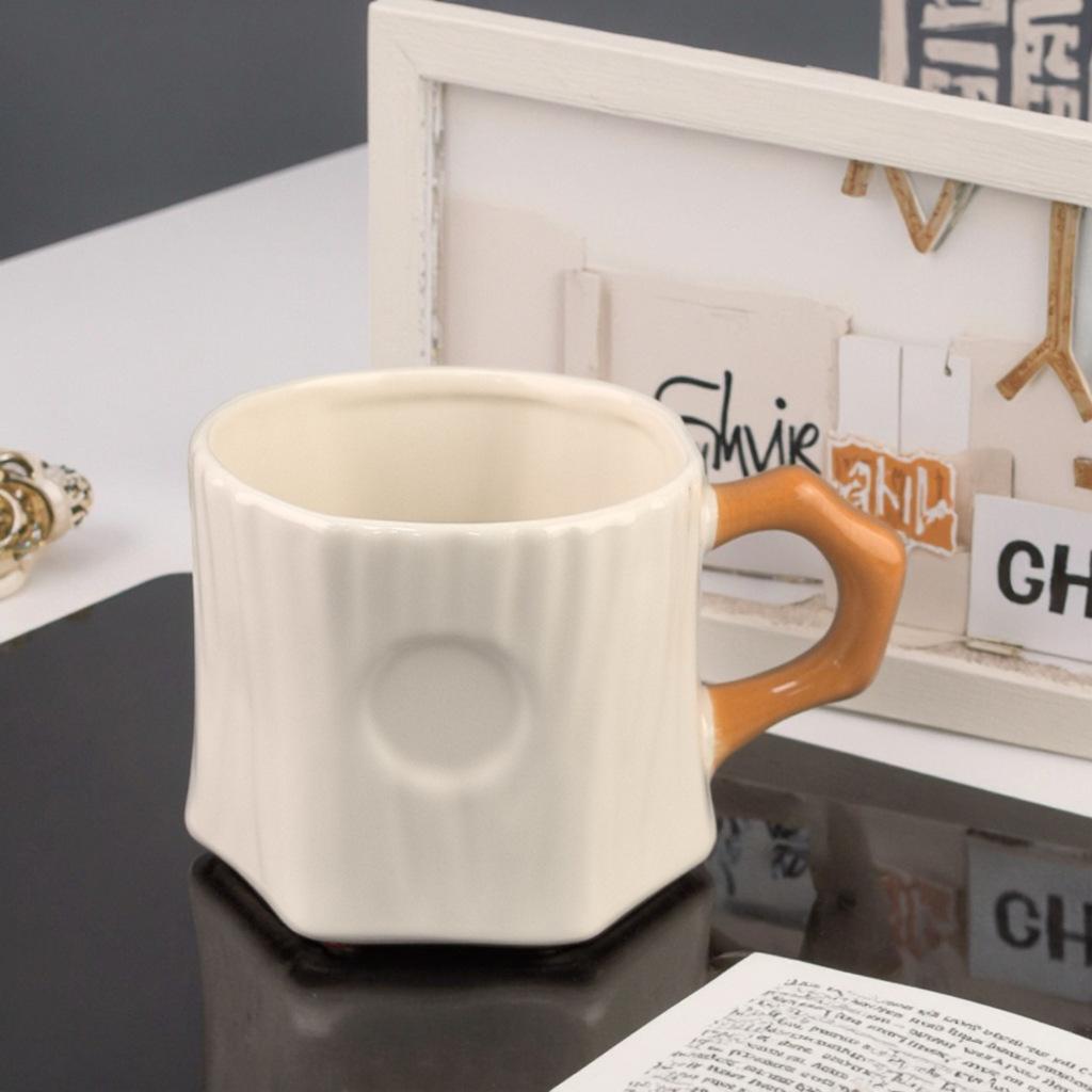 Medium Temperature Autumn Forest Series Tree Stump Ceramic Coffee Cup Cute Cartoon Tree Stump Shape Mug Home Office