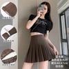 Women Suit Fabric Pleated Skirt High Waist A‑Line JK Uniform Mini Skirt Two Lengths Anti‑Chafing Safety Shorts Preppy Style For All Seasons