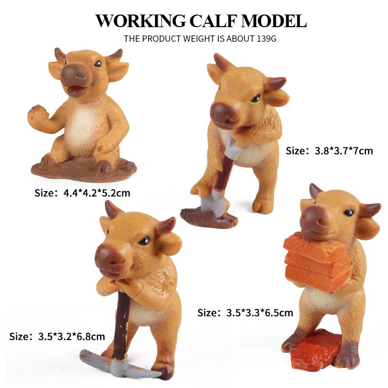 Oenux Zoo Farm Series Farmer Cow Hen Duck Model Action Figures Poultry Animals Set Figurine Miniature Educational Kids Toy