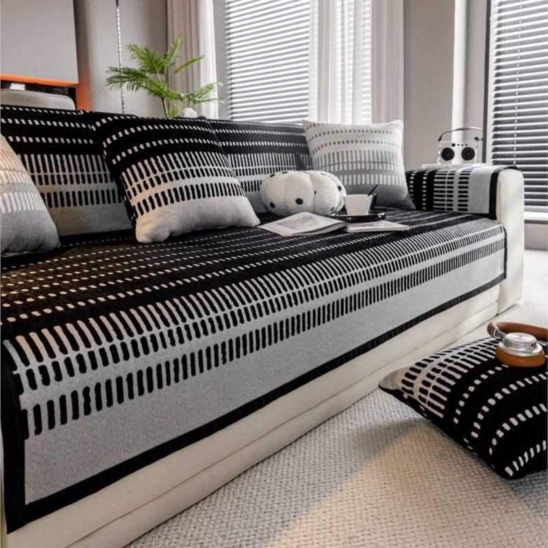 

Осенний домашний нескользящий черный белый диван подушка диван чехлы коврик шенилл чехол Funda диван коврик 70X70