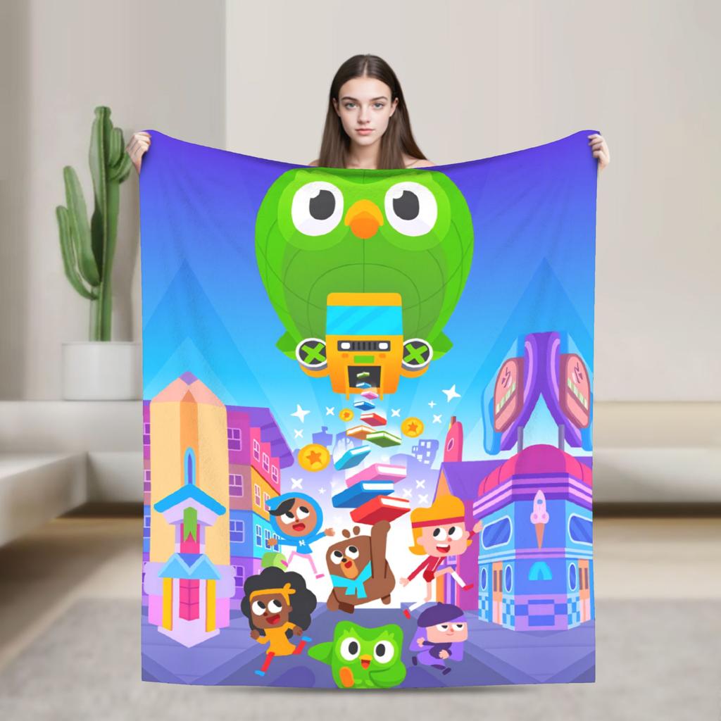 Duolingos Velvet Blanket Quality Warm Bedding Throws Autumn Decorative Bedroom Graphic Bedspread