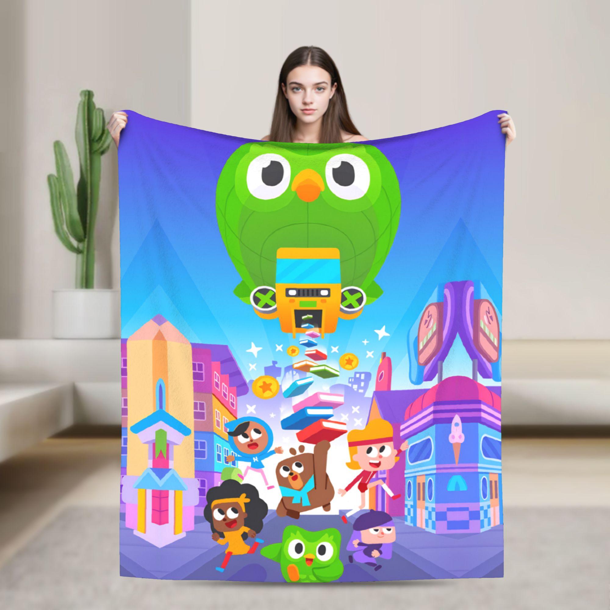 

Duolingos Velvet Flannel Blanket Super Warm Throw Blanket for Bedroom Airplane Travel Aesthetic Bedspread Sofa Bed Cover 75x90cm