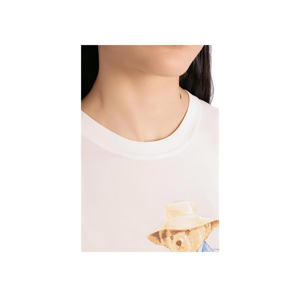 Polo Ralph Lauren Cartoon Letter Round Neck Short Sleeve T-Shirt Women T-Shirts White 211959104-001