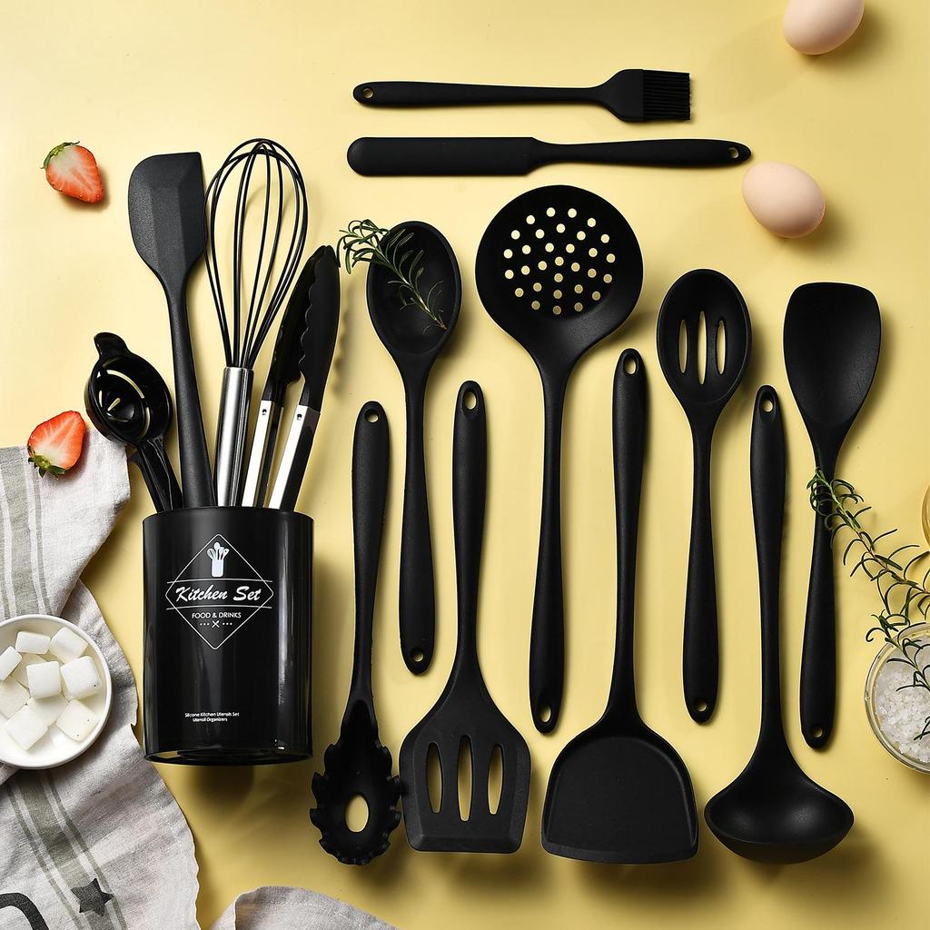 15-Piece Non-Stick Silicone Kitchen Utensil Set: Spatulas, Soup Ladle, Cooking Spoons