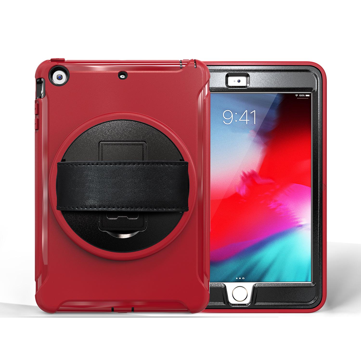 Children s Rotating Bracket Tablet Protective Cover for Mini1/2/3 - Three-Layer Anti-Bending Shell. iPad mini 1/2/3 compatible красный