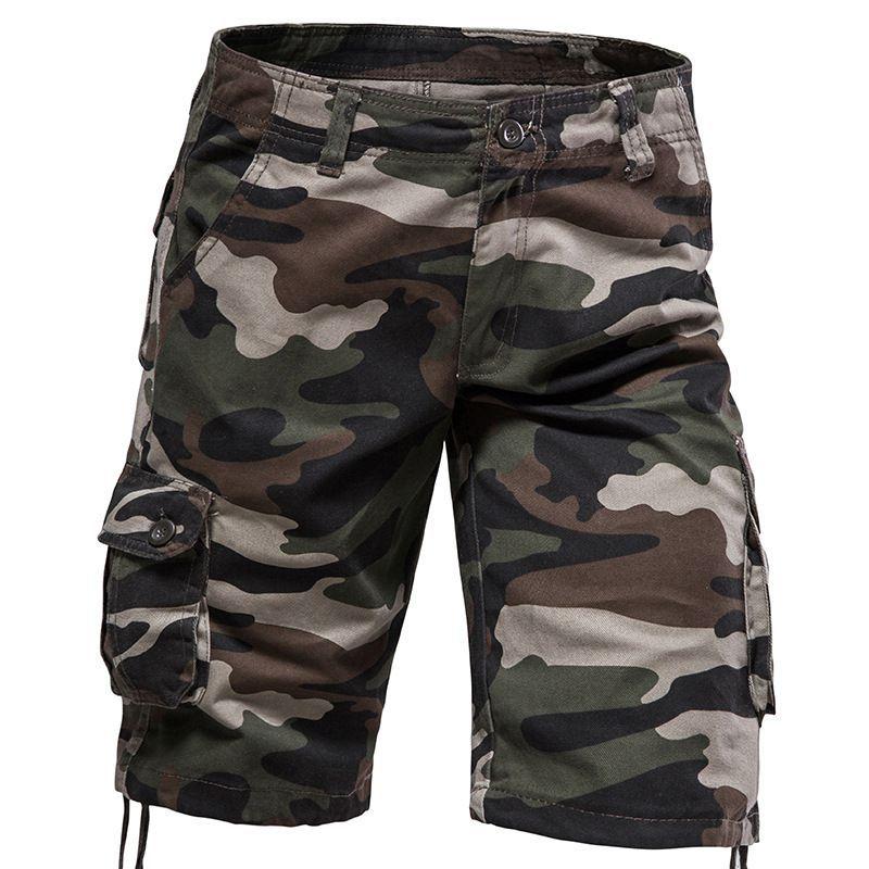 Mens Camo Shorts Men Camouflage Overalls Loose Casual Outdoor Sports Half Pants Side Pocket Cotton Comfortable Shorts