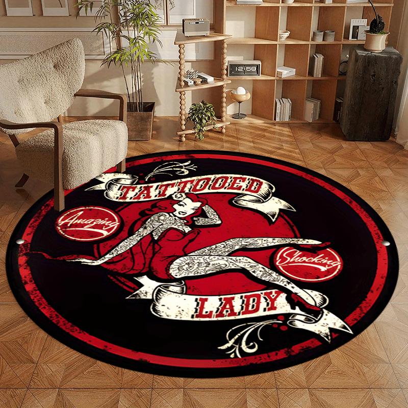 

Non Slip Round Area Rug Washable Floor Mat Entryway Living Room Bedroom Patio Garden Decor Indoor Outdoor Home Carpet Diameter 60cm